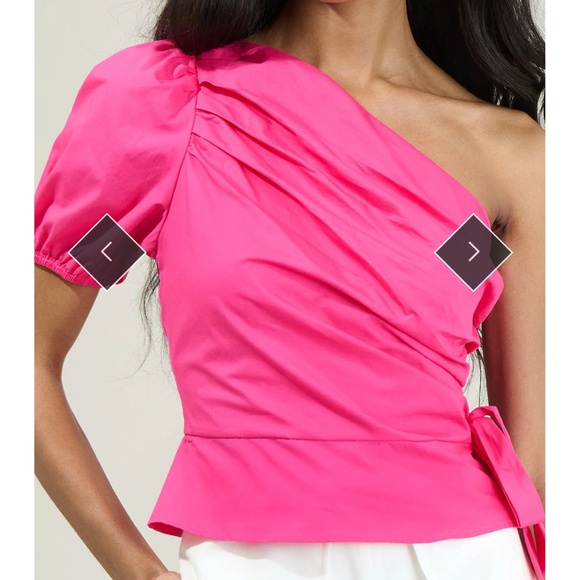 Hot pink one shoulder top - Picture 1 of 9